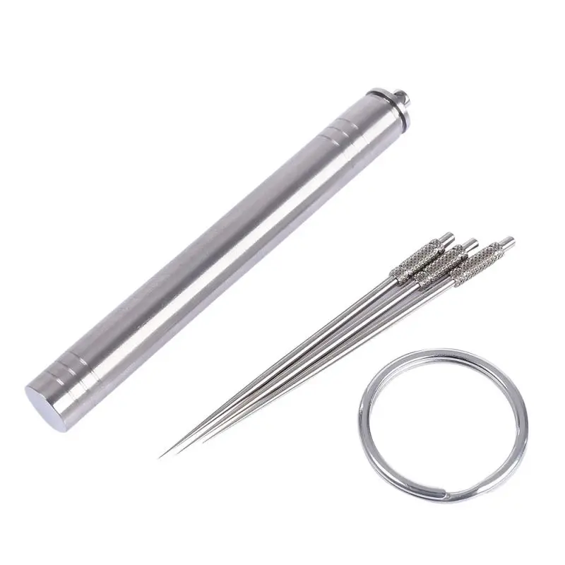 

Portable Titanium Alloy Waterproof Toothpick Tube With A Key Ring Outdoor Traveling Tool New Style
