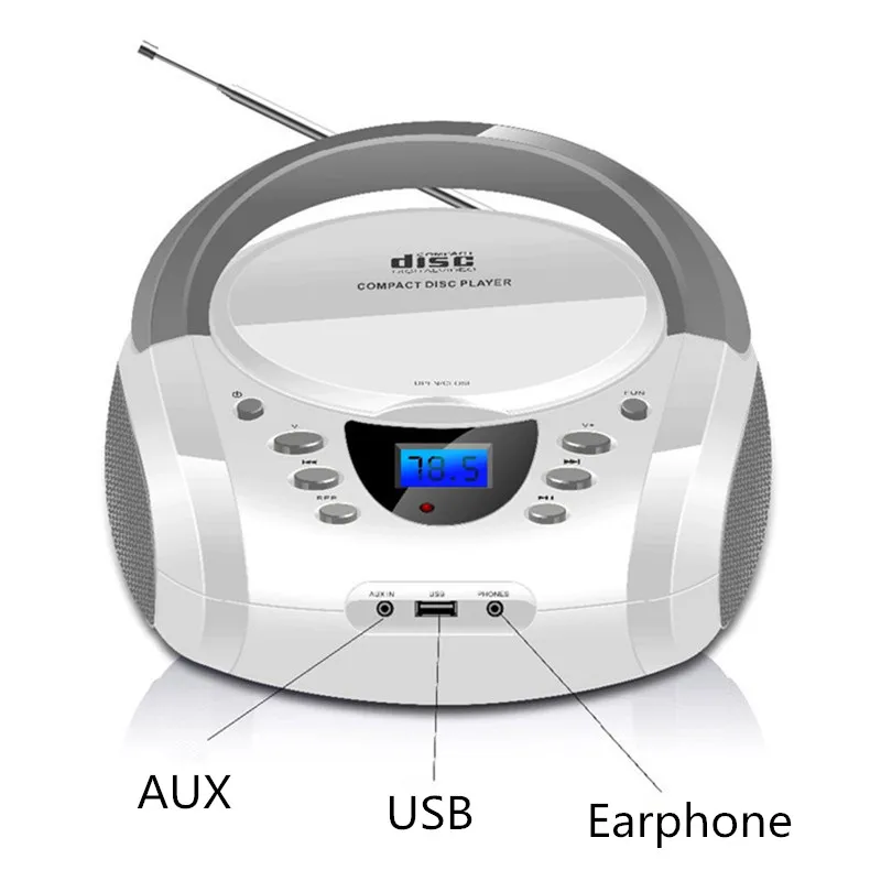 Портативный стерео проигрыватель LONPOO с Bluetooth FM радио Aux динамиком светодиодным