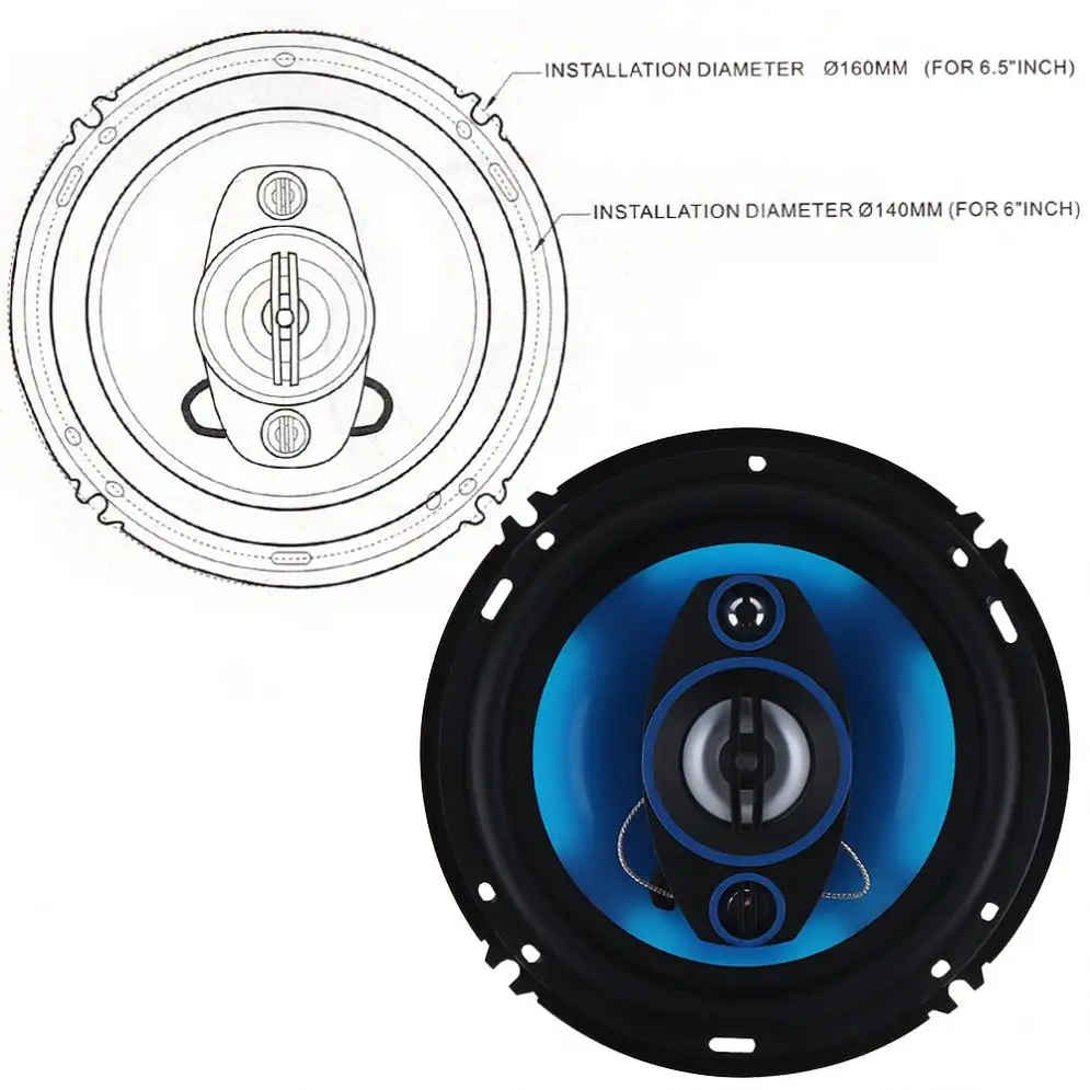 2 Stuks 6.5 Inch 180W 12V Auto Coaxiale Hoorn Auto Audio Muziek Stereo Volledige Bereik Frequentie Hifi Luidsprekers niet-destructieve Installatie