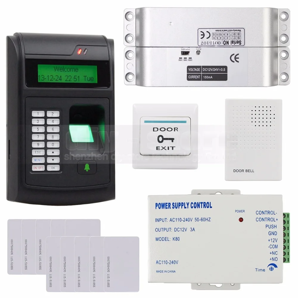 DIYSECUR 125KHz RFID LCD Fingerprint Keypad ID Card Reader Access Control System Kit + Electric Bolt Lock /Electric Mortise Lock DIYSECUR 125KHz RFID LCD Fingerprint Keypad ID Card Reader Access Control System Kit + Electric Bolt Lock /Electric Mortise Lock