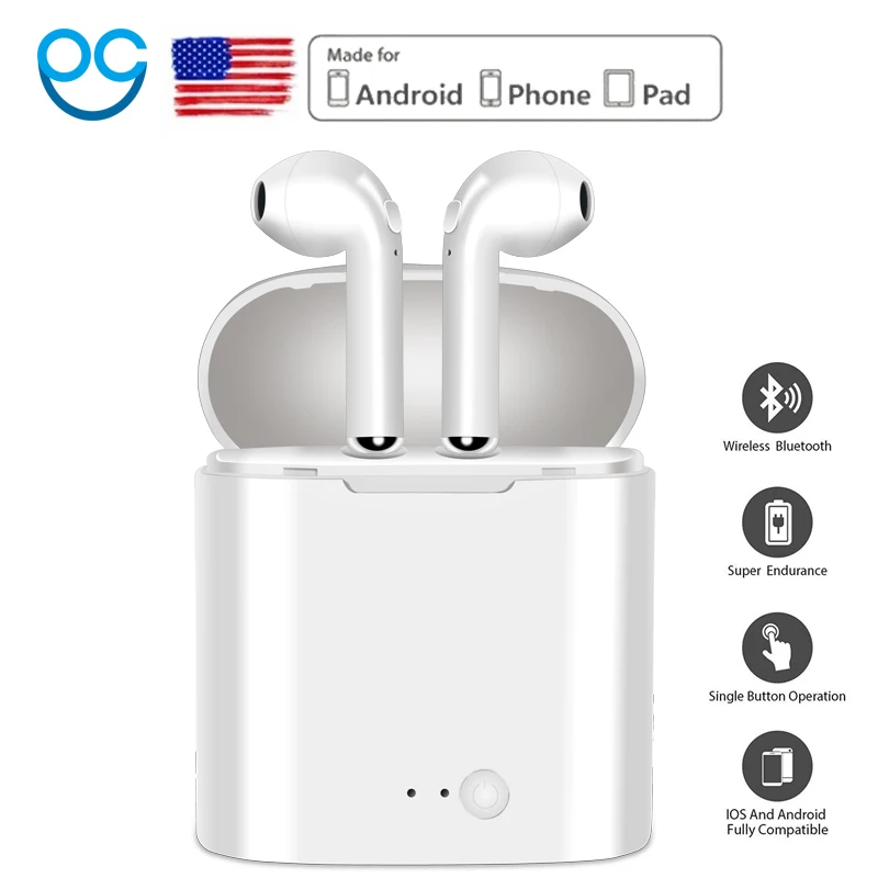 

i7s TWS For Airpods Wireless Earphone Bluetooth Headphone Music Stereo Earbuds Headset for iPhone Huawei Samsung Xiaomi