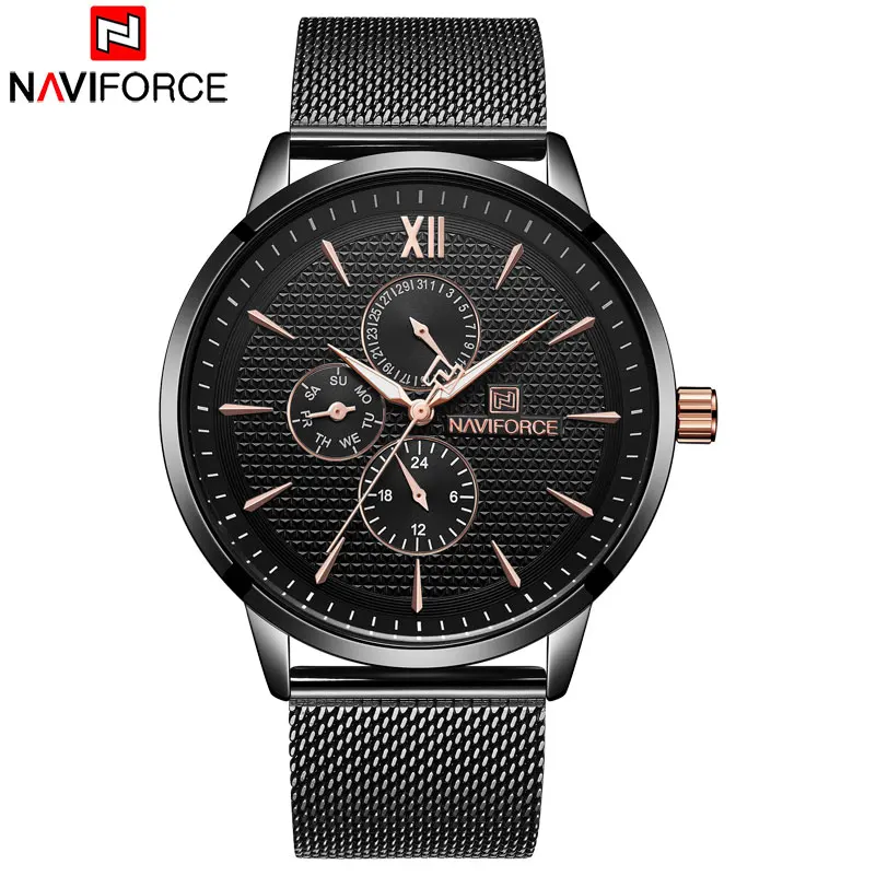 Relógios de Quartzo Relógio de Aço do Homem Transporte da Gota Naviforce Marca Relógios Homens Atacado Moda Data Auto Wristwaches Reloj Hombre