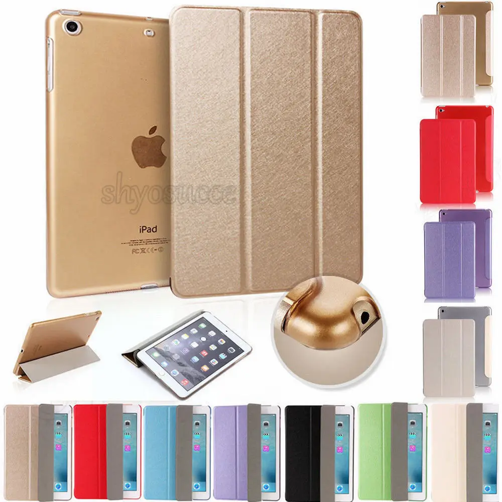 

PU Leather Case For iPad mini 4 Silk Slim Clear Transparent Smart Back Cover for Apple iPad Mini 4 Flip Stand Tri-fold Case