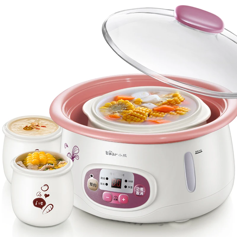 22,1.8L pink Ceramic Whiteware electric Slow Cookers mini Porridge