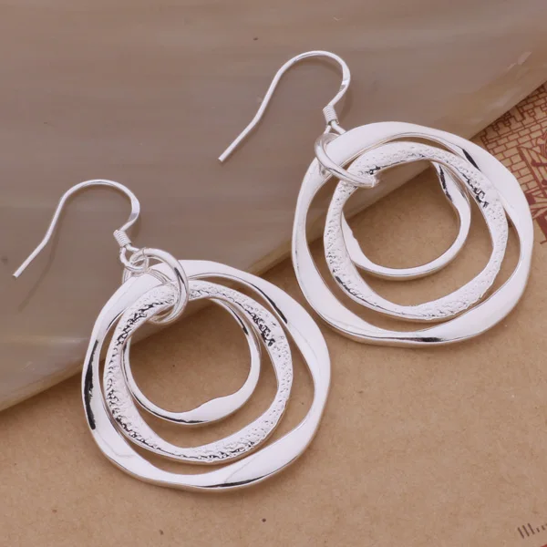 

Production hot charm women lady Valentine's gift silver color charm Women circles earrings free shipping , jewelry LE008