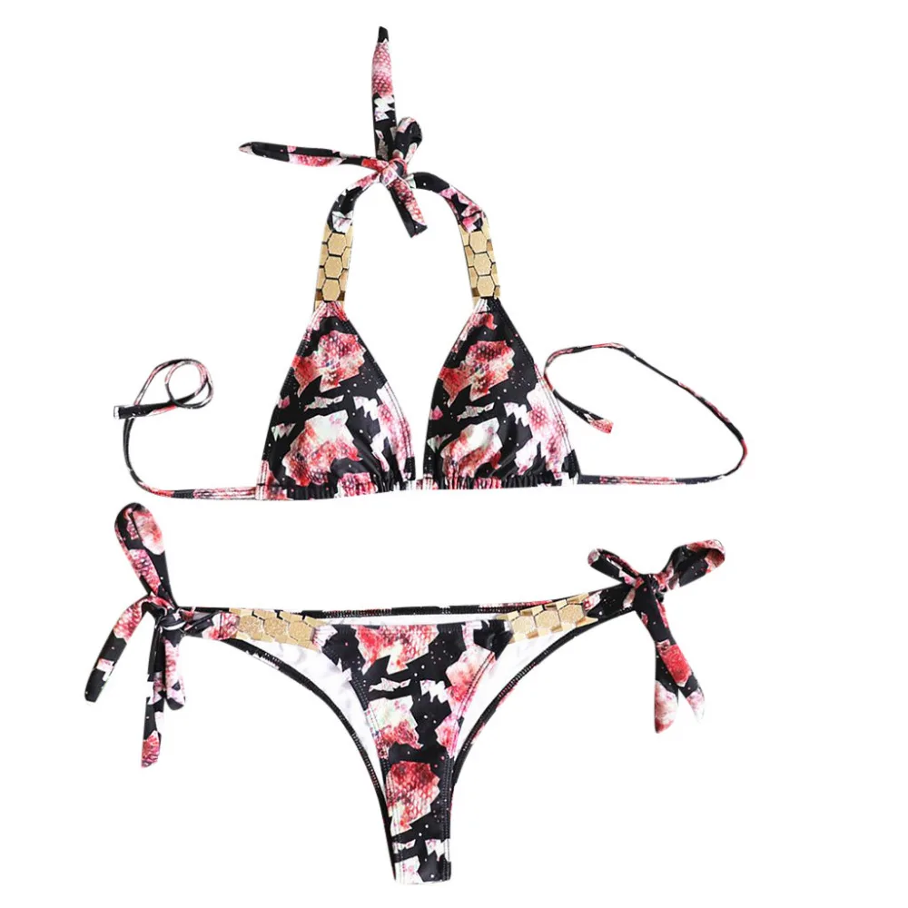 2019 women's sexy split sexy backless snake pattern bikini set metal accessories summer comfortable swimsuit bikinis mujer 40J13 (3)