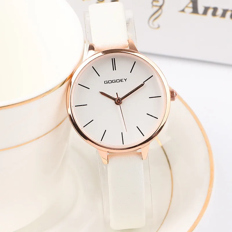 Top Brand Simple Stylish Women's Quartz Watch Women Rose Gold Leather Exquisite Mini Fashion Lady Wristwatch Female Gift Clock