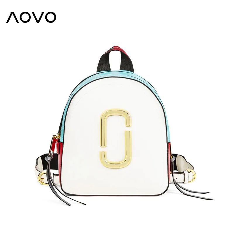 

AOVO Brand Designer Genuine Leather Lady's Backpacks Popular Fashion Panelled Mini Women's Travel Bags Small Women Backpack
