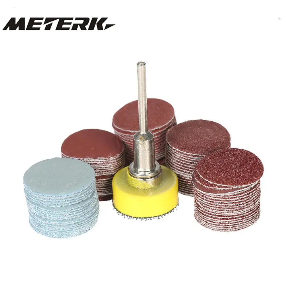 

100PCS 25mm Sander Disc Sanding Pad sandpaper with 1inch Abrasive Polishing Pad Plate 1/8" Shank Electric Grinder dremel sanding