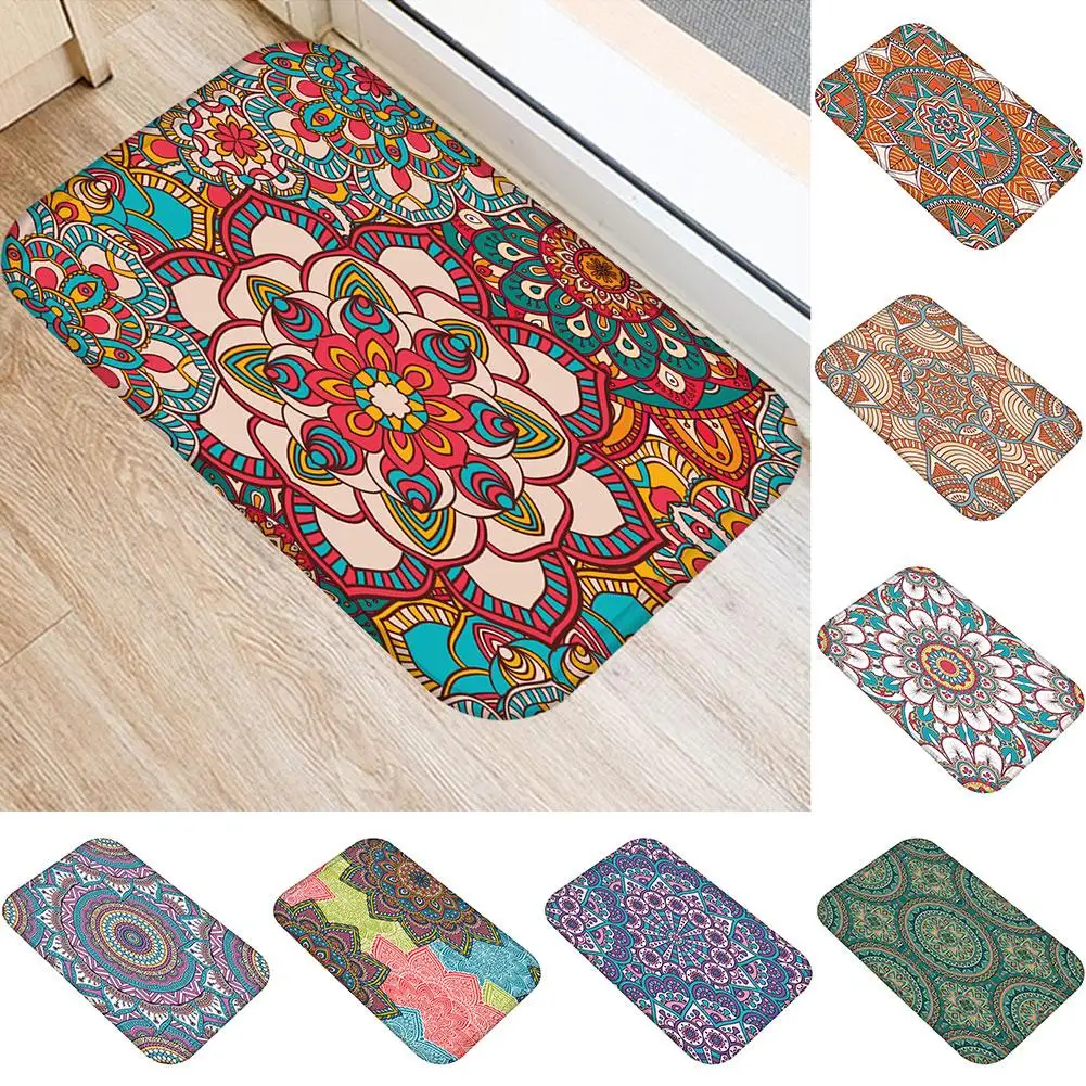 

60*40cm Flower Mandala Floor Mat Entrance Doormat Floor Rug Anti-slip Door Mat Bathroom Kitchen Mat Kitchen Carpet Home Decor