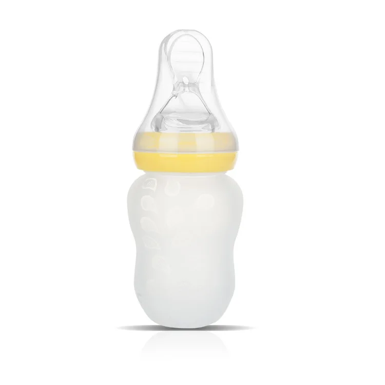 180 мл детские бутылочки с силиконовой ложкой для кормления портативная детская пищевая добавка чашка для кормления Детская кружка для воды детская бутылочка для кормления молока - Цвет: yellow