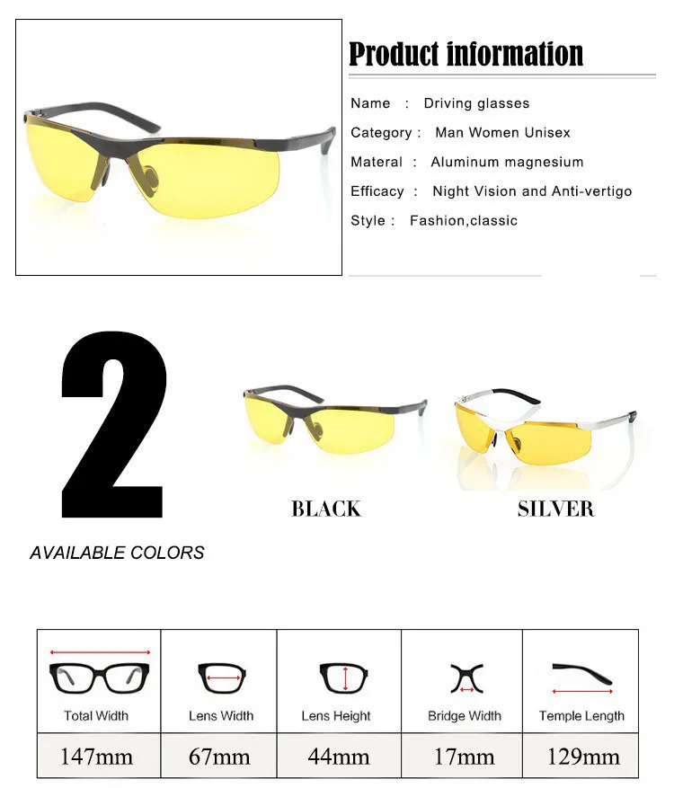 Новые поляризованные очки ночного видения поляризационные солнцезащитные очки мужские ночные антибликовые вождения солнцезащитные очки с линзами de vision nocturna 7806