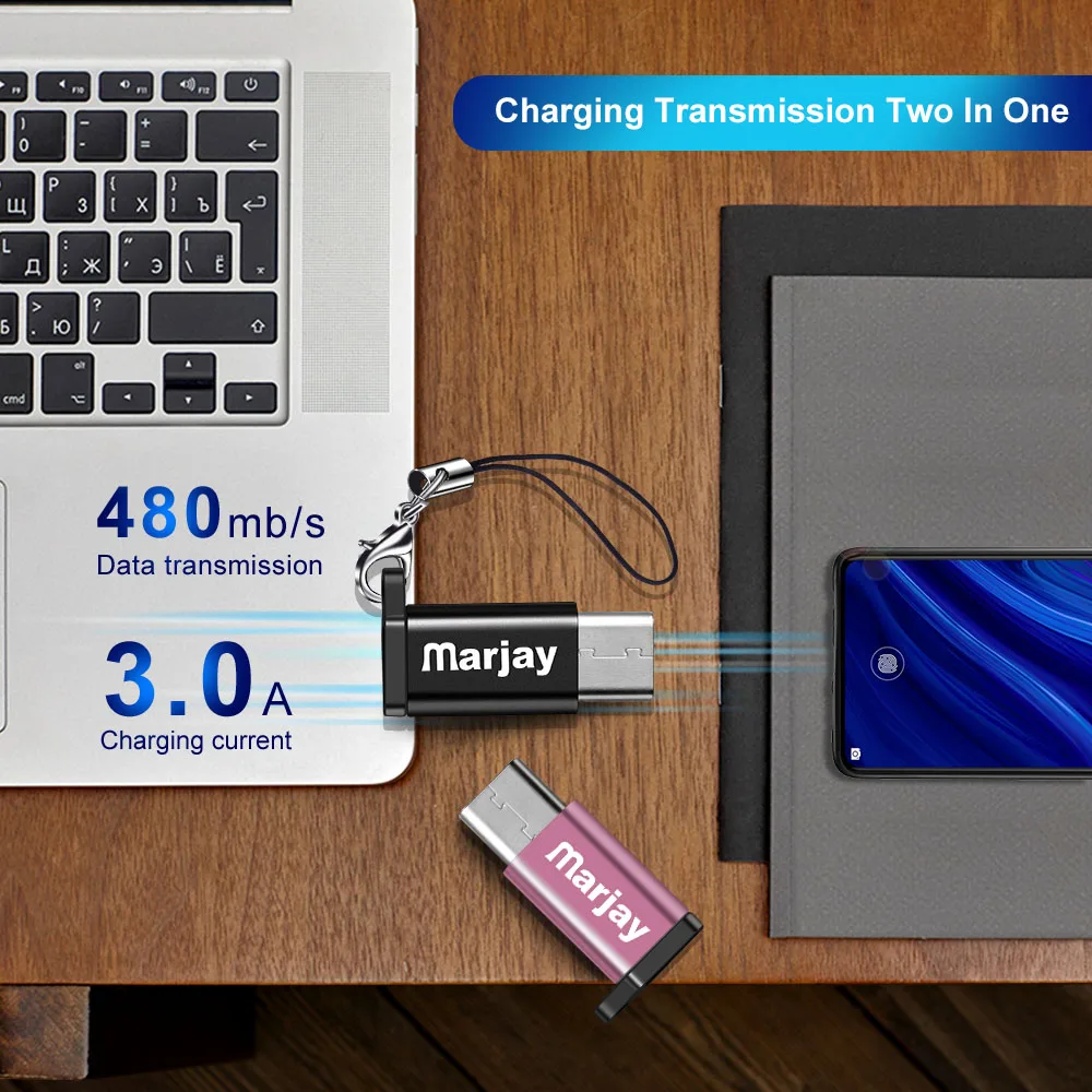 Адаптер Marjay USB Type C OTG переходник с папа на Micro кабель конвертер для Samsung S9 S10 Plus Xiaomi