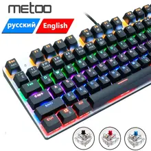 Metoo oyun mekanik klavye oyun Anti-ghosting rusça/abd mavi siyah kırmızı anahtarı arkadan aydınlatmalı USB kablolu klavye pro Gamer için