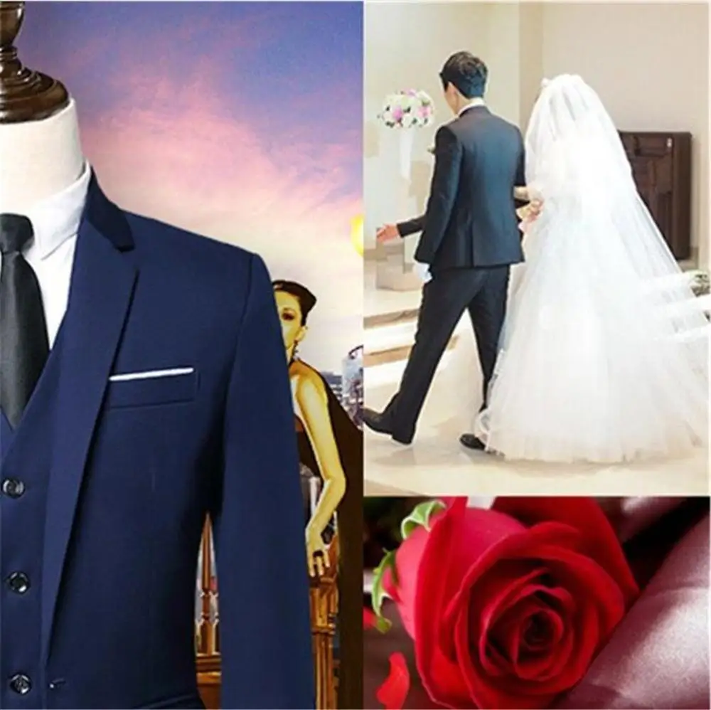 Custom Made Light Blue Tailored Men Coat Pant Casual Double Breasted Men Slim Fit Suit Tuxedo Groom Blazer Wedding Suit