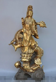 

xd 002240 25 China Buddhism Bronze Guanyin Bodhisattva Goddess Buddha Sculpture Statue