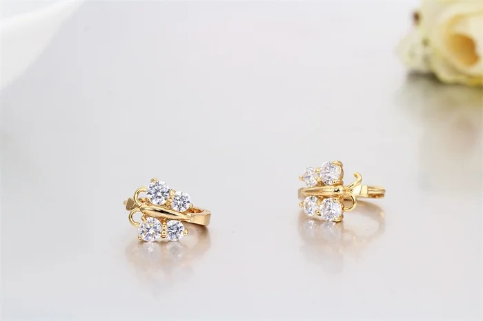 5 colors Baby Girls Small Round Circles Huggies Hoop Earrings Gold Color Butterfly Cubic Zircon Jewellery For Kids Children Aros|hoop earrings|hoop