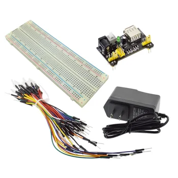 

MB102 Breadboard power module+MB-102 830 points Solderless Prototype Bread board kit +65 Flexible jumper wires + Power
