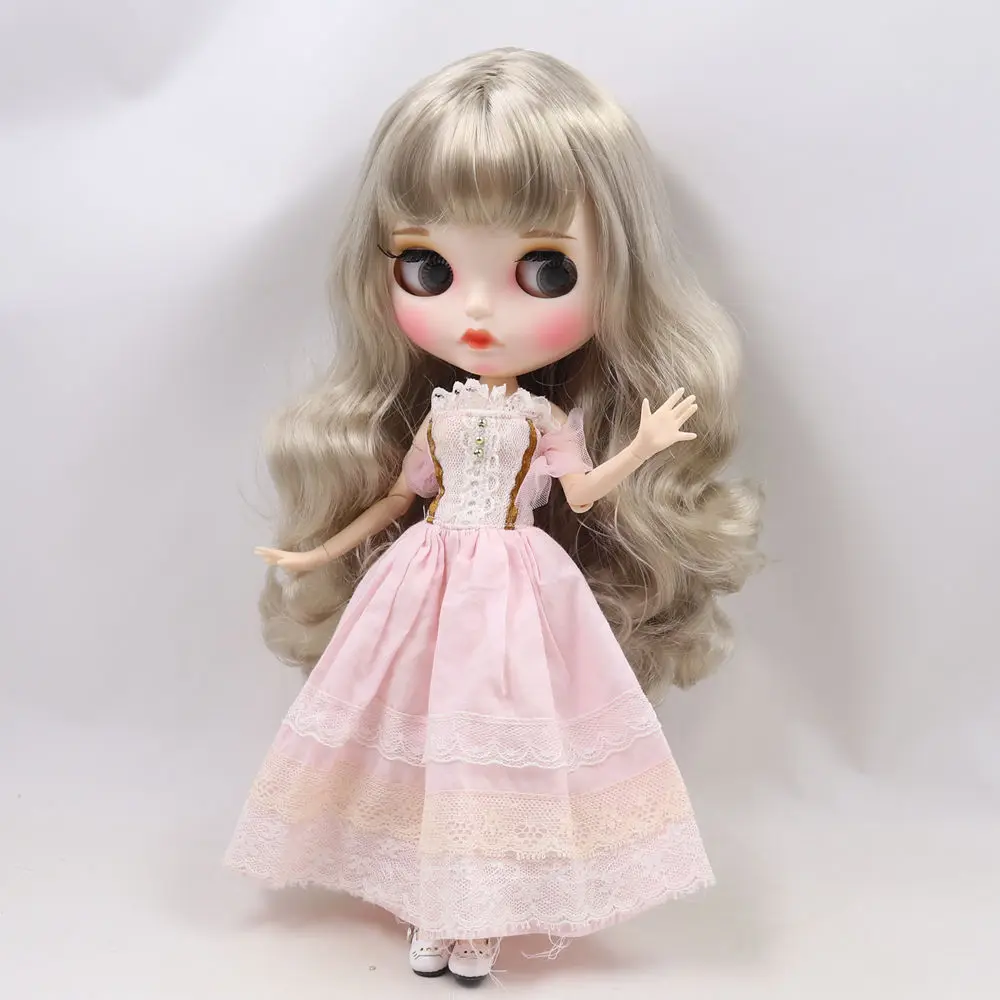Кукла Blyth 1/6 bjd белая кожа тела милые серебряные Кудри волосы Новые матовые лицо с бровями блеск для губ ледяной sd высокое качество игрушки