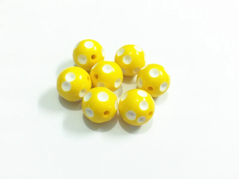 

Factory Price!20mm 100pcs/lot Yellow Acrylic Polka Dot Beads,Chunky Beads For Jewelry Making
