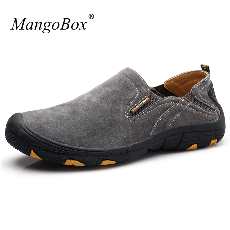 

Mens Casual Shoes Hot Sale Comfortable Pig Suede Leather Walking Shoe Gray/Khaki Lazy Shoes For Men Non-Slip Drive Male Footwear