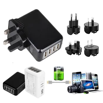 

5pc Multi Plug Travel Charger Adapter International World Wide Universal USB 4 Ports Electrical Socket Accessories