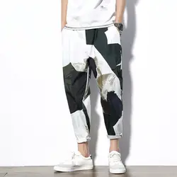 2019 новый летний человек японский цветок цвет Досуг Камуфляж в стиле панк широкие брюки streetwearM-5XL