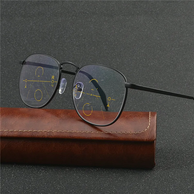 Солнцезащитные фотохромные прогрессивные Мультифокальные очки для чтения, мужские бифокальные очки для дальнозоркости и дальнозоркости, женские очки uv400 с коробкой NX - Цвет оправы: black