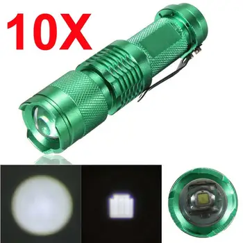 

10pcs 1200lm Q5 LED Mini Zoomable Flashlight 14500 Torch Zoom Lamp Green
