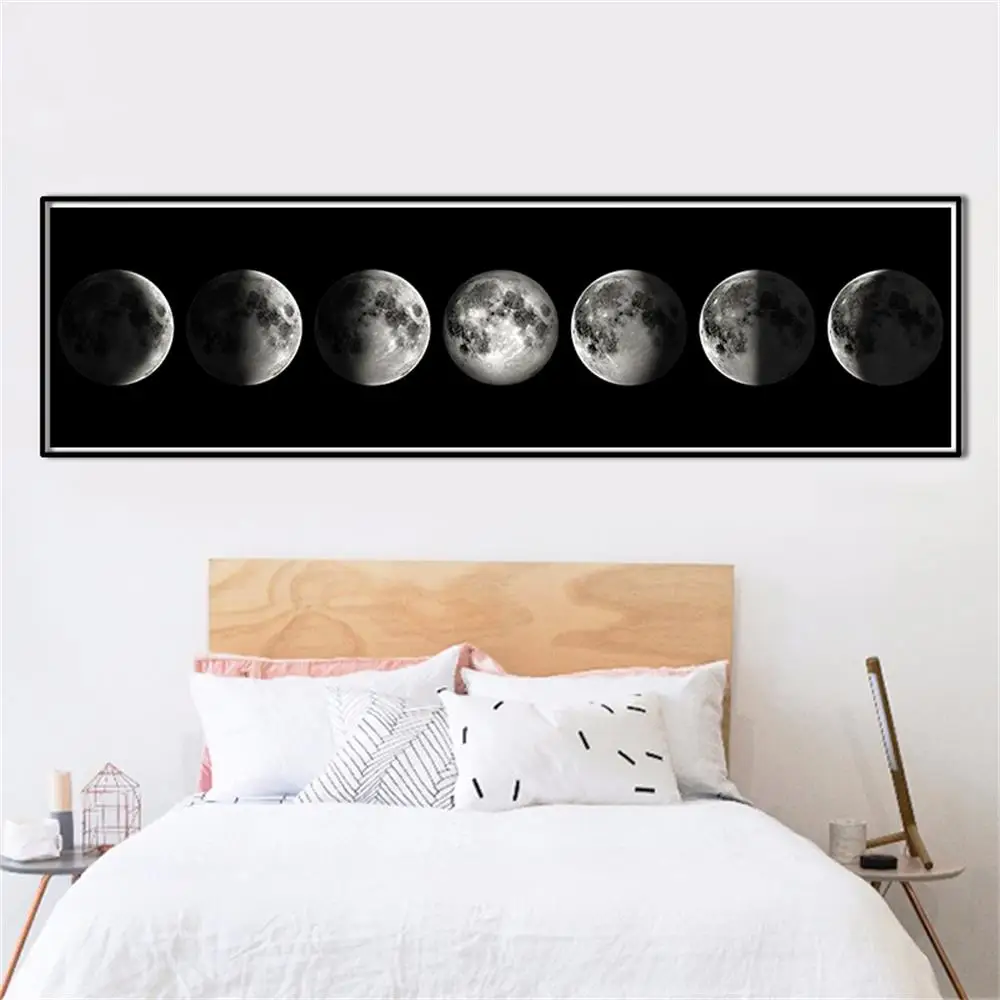 The Moon Phase Black White Posters Canvas Art Prints Nordic Wall Art ...
