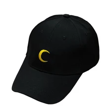 Женская простая однотонная бейсболка, модная бейсболка с вышивкой Луны, бейсболка Регулируемый головной убор, Кепка с металлической буквой CP0311