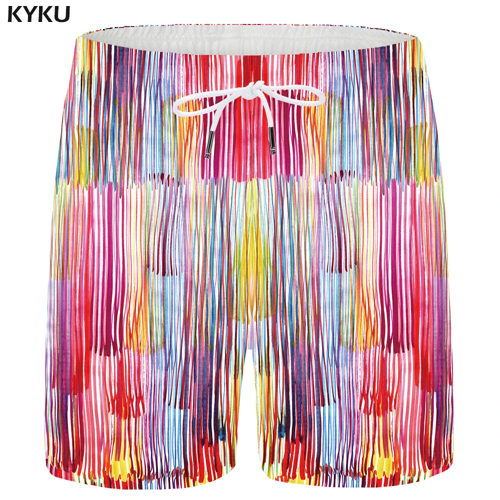 KYKU Paint Shorts Men Colorful Casual Shorts Beach Pigment Cargo Short