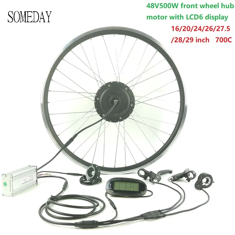 

SOMEDYA 48V500W Ebike conversion kit with LCD6 dispiay electric bycicle front brushless gear hub motor Whole Waterproof Cable