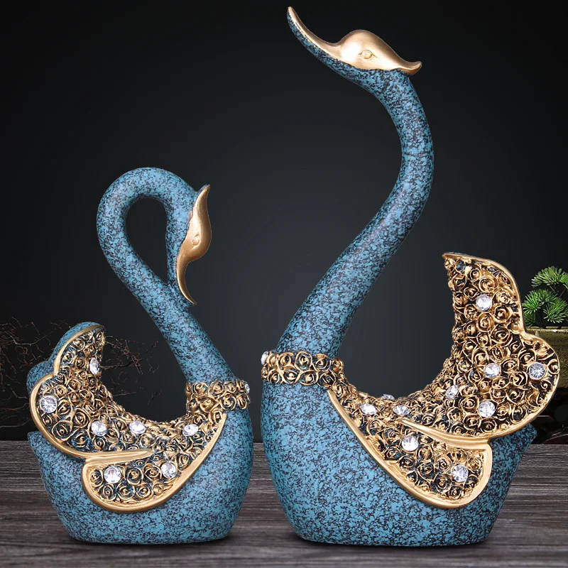 Свадебный подарок пара фигурка лебедя украшения для спальни аксессуары статуи украшения Смола скульптура в виде Лебеди садовые скульптуры Ev Aksesuar