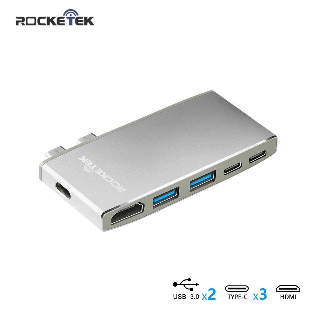 

Rocketek multi 2 usb type c 3.0 hub port HDMI 4K type-c adapter splitter for MacBook pro computer pc laptop accessories