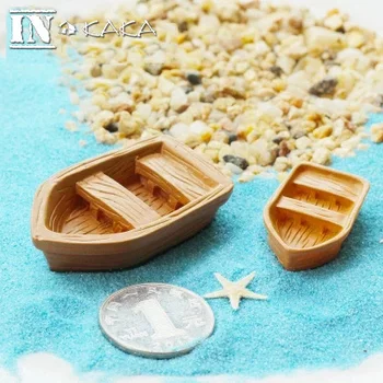 

Miniatures Resin Retro wood boat Bench model Figurines Toys micro garden Decoration ornaments terrariums Beach DIY accessories