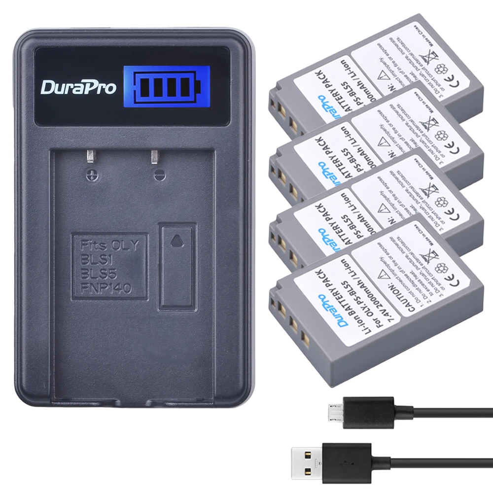 

Durapro 4pc PS BLS-5 BLS5 PS-BLS5 Battery + LCD USB Charger For OLYMPUS E450 E600 E620 EP1 EP2 EP3 EPL1 EPL2 EPL3 EPM2 EPL5 EPL6