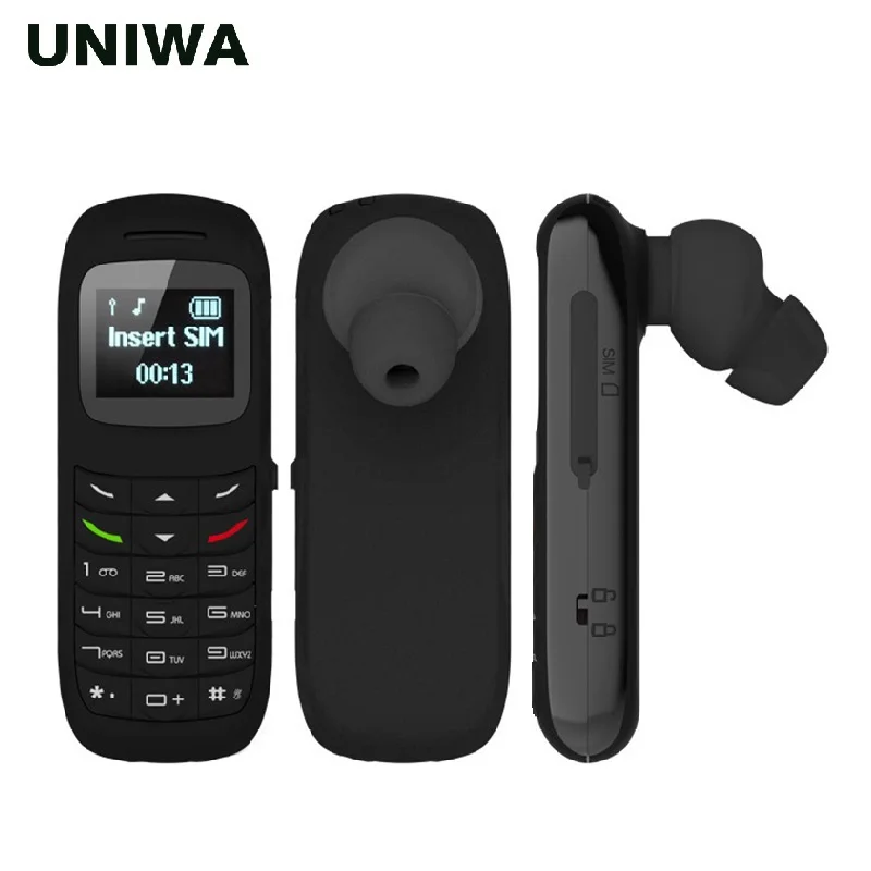 UNIWA L8STAR BM70 مصغرة الهاتف المحمول سماعة لاسلكية تعمل بالبلوتوث سماعة الهاتف المحمول ستيريو GSM مقفلة الهاتف سوبر رقيقة GSM صغيرة الهاتف