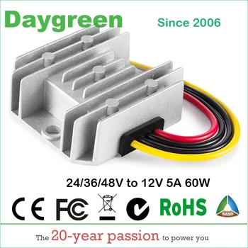 

24V 36V 48V to 12V 5A 60W DC DC Converter Regulator Car Step Down Reducer Daygreen CE RoHS Certificated Waterproof