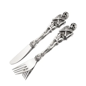 

Stainless Steel Steak Knife Hip Hop Skeleton Knives Personality Steak Fork Cool Table Knife Table Fork