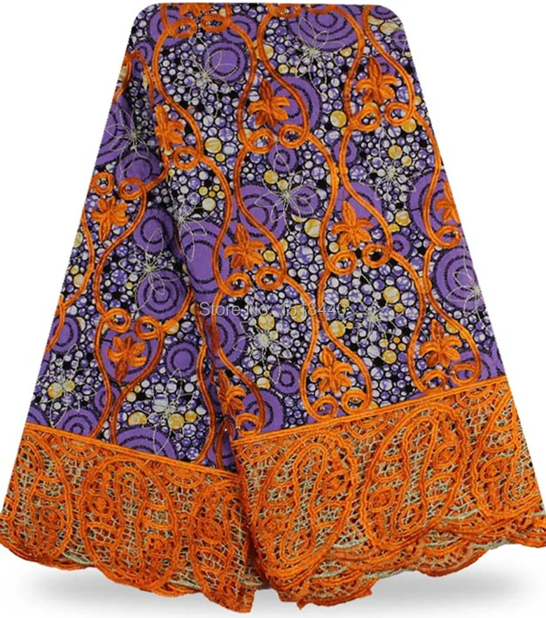 (6yards/pcs) NLW7815-11 embroidered wax lace fabric with beads high quality Nigerian guipure for dress sewing | Дом и сад