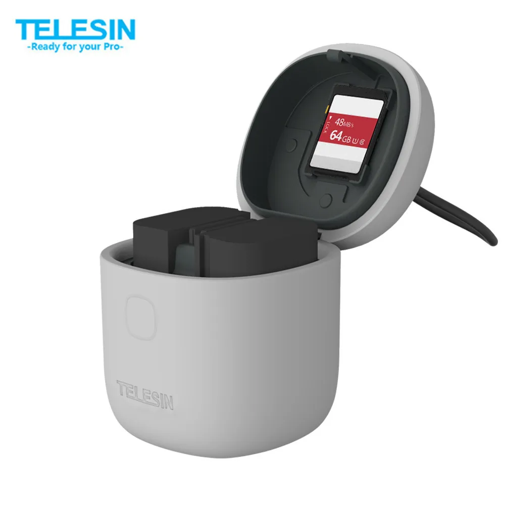 

TELESIN ALLIN BOX 3in1 Dual Charger SD Card Reader Storage Case + 2pcs LPE6 Battery for Canon 5D Mark II III for EOS 6D 7D 80D