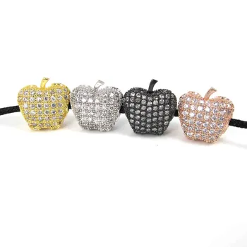 

Free Shipping Fashion DIY Bead Micro Pave CZ Apple Beads Fit For Bracelet Making Fruit Jewelry Accessroies
