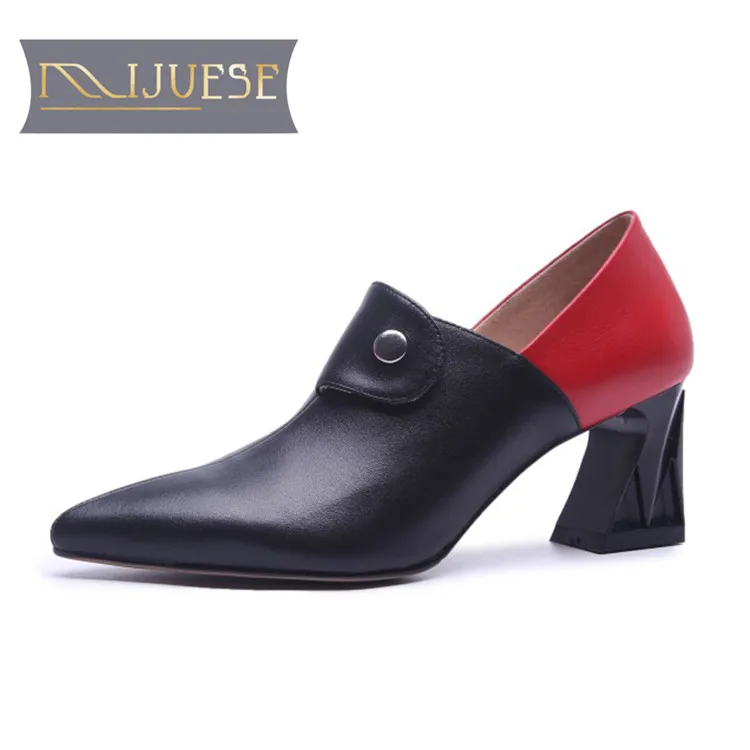 Seltsame 6 Mljuese apricot Farbe Pumps High black 40 Ferse Herbst Nieten 2018 Pumpen Frauen Leder 2 Größe Frühling Spitz 5 Kuh Cm Cm 4 Cm Black Heels Apricot qWPq4nr