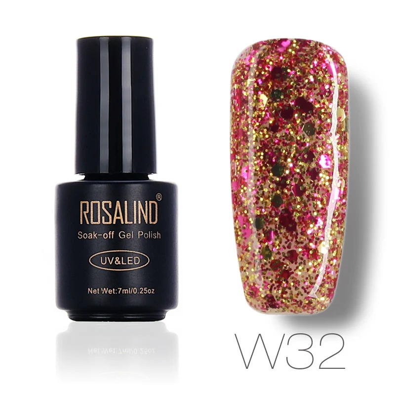 ROSALIND Pro, 21 цвет, брендовый долговечный Гель-лак для ногтей с замачиванием, алмазная серия, блестящий УФ-светодиодный гель для ногтей, 7 мл - Цвет: W32