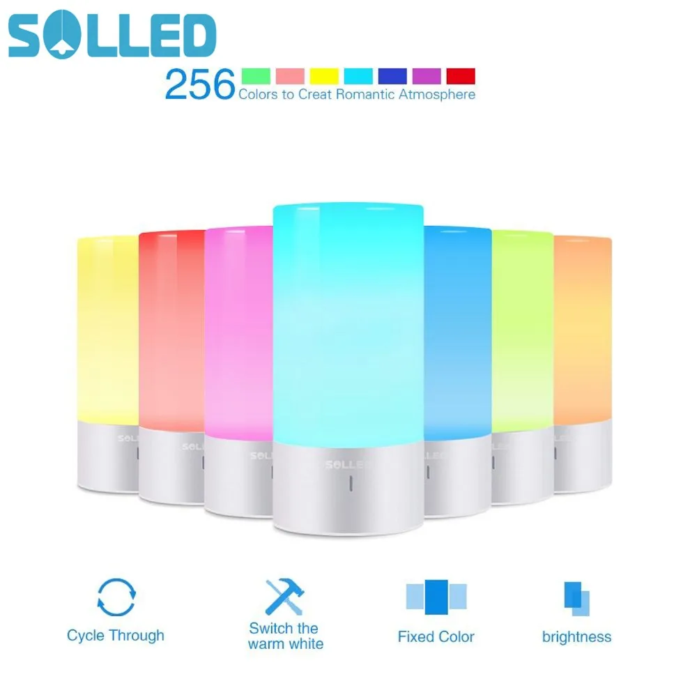 SOLLED LED Table Lamp Touch Sensor Bedside Lamp Dimmable Warm White