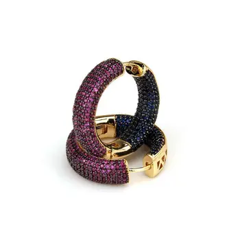 

Multicolor Cubic Zirconia Round Hoop Earrings For Women Jewelry Trendy Golden Copper 3 Color Women's Fashion Party Jewelry 2018