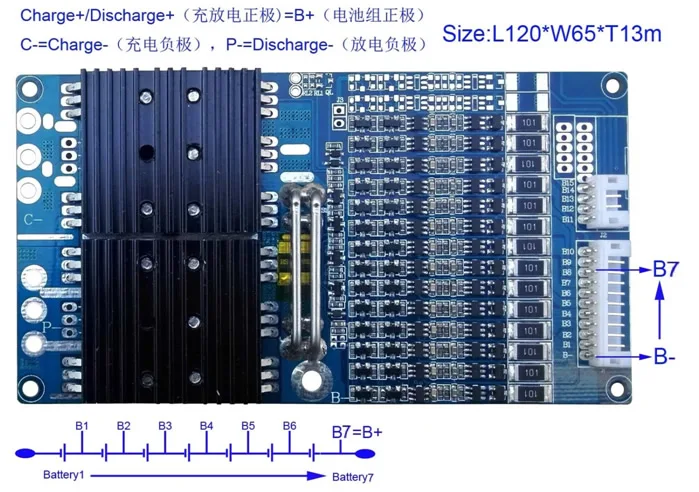 

Protection Circuit 7S 40A BMS PCM PCB Battery Protection Board For 29.4V Li-ion lithium Battery Cell Pack PCM-LB7S40A-1265