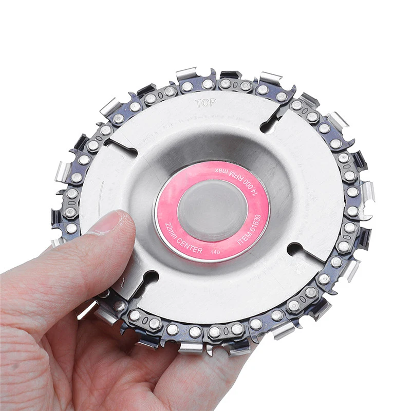 

4 Inch Grinder Chain Disc 22mm Arbor 22 Tooth Wood Carving Disc For 115/125mm Angle Grinder New