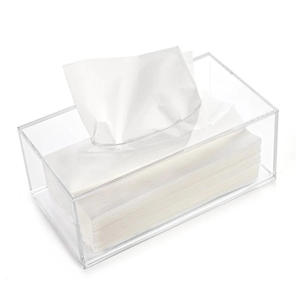 1 pc Tissue Box Transparent Rectangular Acrylic Fashion Paper Storage